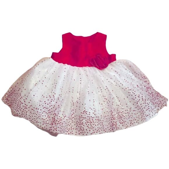 😊3/$30 Baby Girl Holiday Editions Red And Silver Sparkle TuTu Dress Size 3-6 Mo - Picture 2 of 16